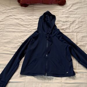 Fabletics Navy Hooded Zip-Up Jacket